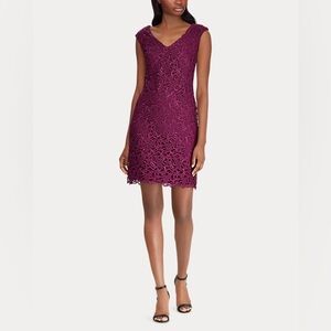 Lauren Ralph Lauren Burgundy Lace Sheath Dress – Size 8